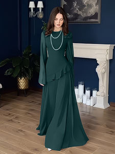 Conjunto de Abaya Elegante y Transpirable con Diseño de Falda en Capas y Mangas Acampanadas, Ideal para Ocasiones Formales, ODM - Product Image 4