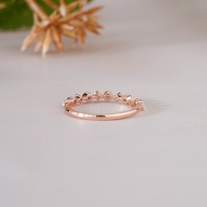 Anillo de banda de diamantes en oro rosa, joyería minimalista para mujer, anillo fino y elegante para compromiso, boda, uso diario, regalo - Product Image 3