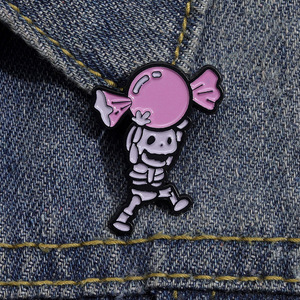 Halloween Mini Enamel Pin unik permen Monster kerangka bros kerah Lapel lencana kerajinan logam untuk ransel topi pakai-moq Mini - Product Image 4