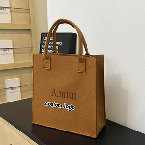 Chất lượng cao bán buôn tùy chỉnh in mẫu logo cảm thấy vải Túi mua sắm Phụ nữ túi xách thời trang Tote <span class=keywords><strong>Bag</strong></span> với xử lý - Product Image 4