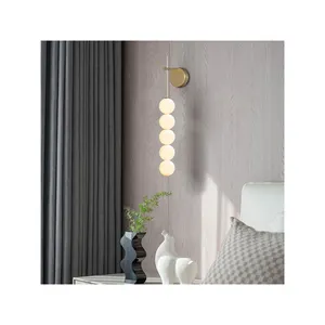 Lámpara de ambiente ordic para dormitorio y sala de estar, collar de perlas de fondo, Lámpara decorativa de pared creativa de diseñador