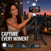 Lampe de remplissage LED double pour trépied de téléphone portable 5V en alliage d'aluminium, rechargeable par USB-C, idéale pour le vlogging et le streaming en direct