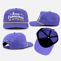 Casquette de baseball rétro vintage non structurée à profil bas, personnalisable, 5 panneaux, style camionneur avec corde, broderie graphique, style urbain