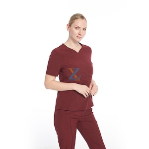 OEM Private Label Hospital Staff Nurse Uniform Design Women's <strong>Scrub</strong> <strong>Top</strong> - Product Image 1