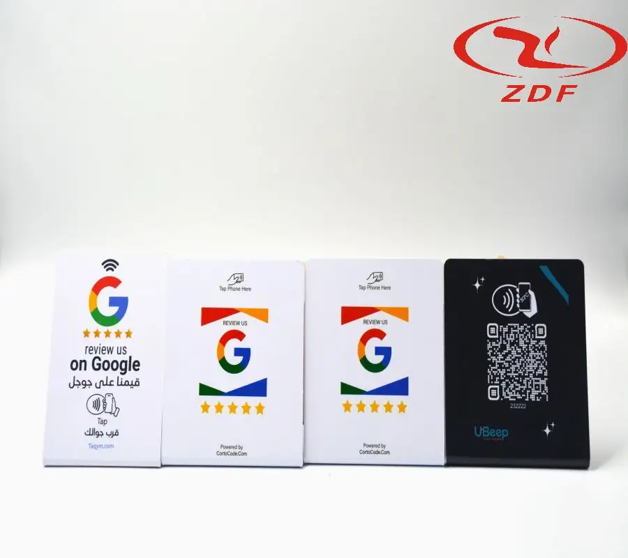 Free design Custom printing 13.56MHz NFC Stand Waterproof PVC NTAG213 QR Tap for Business Ins on Facebook TikTok Google Review