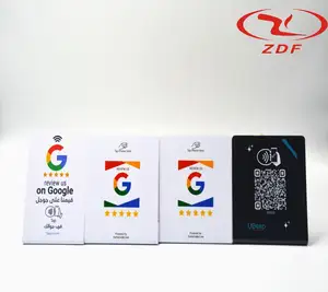 Gratis desain kustom cetak 13.56MHz NFC berdiri tahan air PVC NTAG213 QR Tap untuk bisnis di Facebook TikTok Google Review