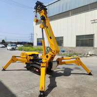 Mini-grue araignée de 3 tonnes avec flèche rotative à 360°, ventouse à vide, grue sur chenilles pour la manutention de panneaux dans les zones difficiles d'accès