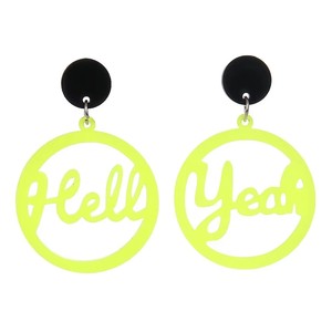 Nouvelles Boucles d'Oreilles Pendantes Personnalisées en Acrylique Jaune avec Lettres « Hello Yearh » pour Femmes et Filles, Collection 2025 - Product Image 3
