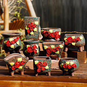 Proveedor de Macetas de Cerámica Pintadas a Mano Estilo Coreano, Macetas con Relieve para Suculentas, Macetas para Plantas de Jardín e Interiores - Product Image 2