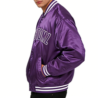 Veste de baseball en satin brillant personnalisée avec logo brodé OEM, style streetwear vintage pour hommes