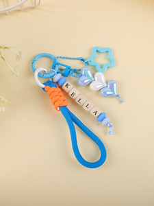 Porte-clés personnalisé avec perles <span class=keywords><strong>lettres</strong></span>, breloques cœur et étoile, bracelet en corde tressée, personnalisable - Product Image 5