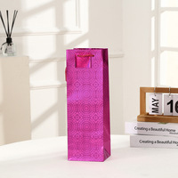 Sacs en papier pour bouteilles de vin holographiques recyclables, best-sellers, portables, pour une seule bouteille, pour l'emballage du vin rouge et du champagne