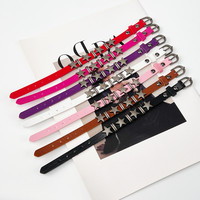 [Gorgeousxx] Bracelets en cuir PU réglables tendance Y2K avec rivets étoiles pour femmes, bijoux rétro punk