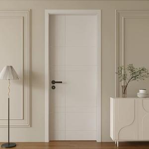 باب داخلي خشبي صلب أبيض اللون بتصميم عصري بسيط مقاوم للماء ومطلي - Product Image 4