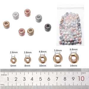 Cuentas de agujero recto <span class=keywords><strong>CCB</strong></span> de 6/8/10/12/14mm, chapado de plástico ecológico, cuentas de agujero grande de oro, accesorios de joyería DIY - Product Image 2