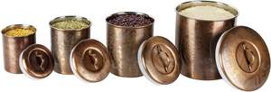 Daily Use Metal <b>Canister</b> <b>Set</b> for Dry Food Coffee Beans Tea Leaves Storage Smooth Polish Finish Kitchen Essentials - Product Image 4