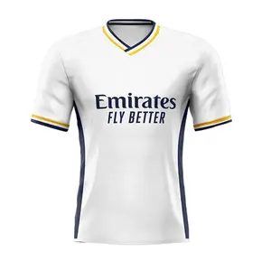 Camisa Real Madrid Versão Fãs da Tailândia 2023 2024 Camisa de Futebol em Casa do Clube Camisa de Futebol Desgaste Madrid Fãs Versão Camiseta