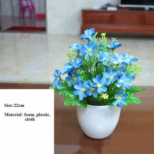 Vente en gros de petites fleurs de chrysanthème en soie <span class=keywords><strong>bonsaï</strong></span> avec <span class=keywords><strong>pot</strong></span> en plastique pour décoration de fenêtre - Product Image 6