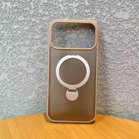 Coque de téléphone magnétique en TPU+PC transparente mate avec anneau rotatif à 360° et coussin d'air pour 17/15/13 Pro Max - Étanche