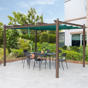 Pérgola Moderna de Metal con Recubrimiento en Polvo para Exteriores, Toldo Retráctil, Gazebo Montado en Pared, Color Beige - Product Image 4