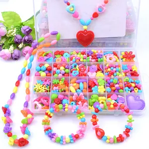 Großhandel Zubehör Set Kinder Kreative 24 Grid Mädchen Schmuck Herstellung Lernspiel zeug Kinder Geschenk DIY Handmade Perlen Spielzeug