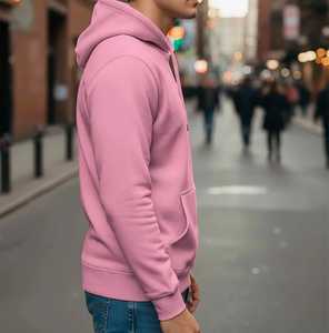 Sudadera con Capucha Rosa para Hombre, Corte Regular, Estilo Casual, Manga Larga, Bolsillo Canguro, 100% Algodón Ecológico y Transpirable - Product Image 1