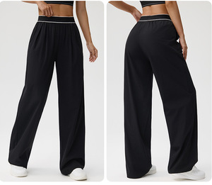 Pantalon de sport <span class=keywords><strong>taille</strong></span> haute pour <span class=keywords><strong>femme</strong></span> avec logo personnalisé, poches latérales, <span class=keywords><strong>taille</strong></span> élastique, idéal pour la gym et la course à pied - Product Image 4