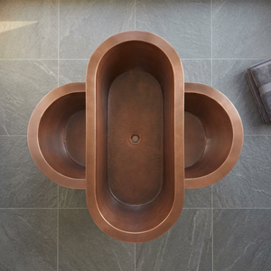 Baignoire autoportante en cuivre à double paroi, baignoire de luxe ovale en métal pour salle de bain de villa, adultes - I H C - Product Image 2
