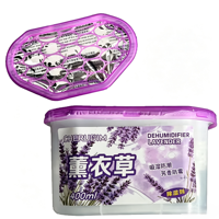 Boîte déshumidificatrice jetable 400 ml à la lavande avec déshydratant chimique solide non toxique pour armoire et bureau anti-moisissure