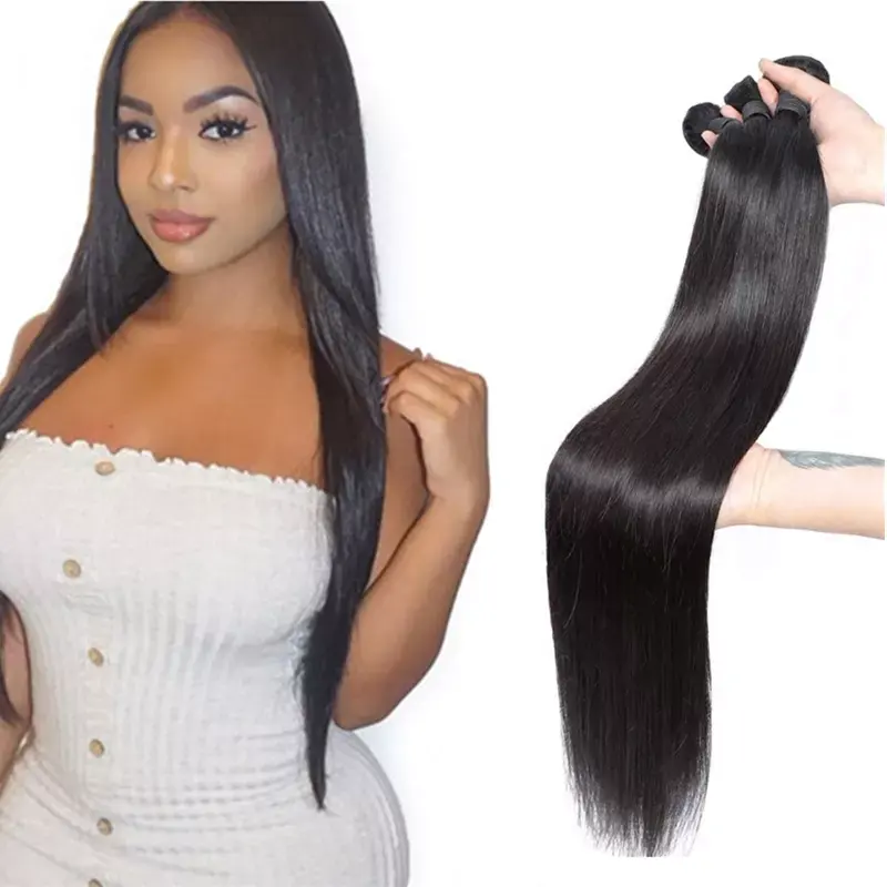 Bone Straight Super Double Drawn Virgin Remy Hair Extensions 10a 12a Braziliaanse Cuticula Uitgelijnd Menselijk Haar Weave Bundels Vendors