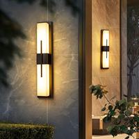 Applique murale d'extérieur moderne Art Déco LED haut vers le bas applique barre linéaire verticale lampe verre dépoli noir luminaire étanche