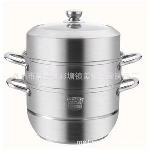 Vaporera de acero inoxidable 304 de 3 niveles, gruesa y grande, para cocinar panecillos y pescado al vapor. - Product Image 5