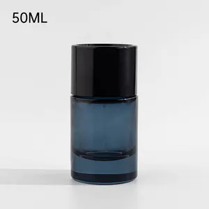 नीली लक्जरी इत्र की बोतल एबोलैंड 50 मिलीलीटर आवश्यक तेल इत्र स्प्रे कांच की बोतल खाली इत्र की बोतल पैकिंग