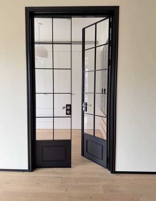 Steel Swing Door Factory Manufacturer Custom Fire Rated Steel windows Modern Design by Steel Lattice French Style Slim Frame