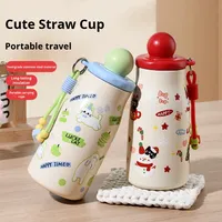 Gourde isotherme pour filles, design mignon et de haute qualité, avec compartiment pour le thé, portable, en acier inoxydable, capacité de 500 ml, maintien de la chaleur pendant 6 à 12 heures