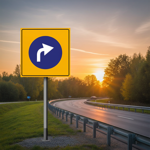 Reflective 90x90 cm Roadway Right Turn Sign Steel TT-35a - Product Image 2