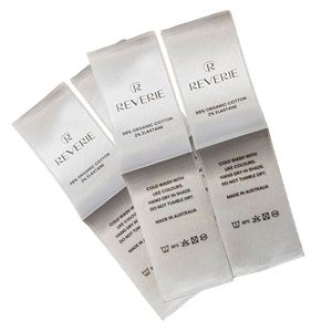 Étiquettes de vêtements personnalisées en ruban de satin, 100 % polyester, imprimées numériquement, avec instructions d'entretien, fournisseur chinois, écologiques - Product Image 1