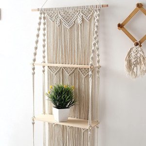 Décoration intérieure à 3 niveaux en macramé, cintres muraux pour plantes, <span class=keywords><strong>étagère</strong></span>s flottantes Boho - Product Image 5