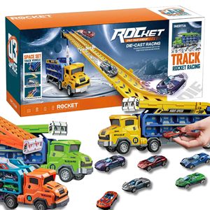 Nouvelle voiture de rail de glissement de déformation de frottement d'enfants peut adapter au mini ensemble de voiture moulé sous pression pliant de camion de cargaison - Product Image 1