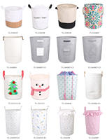 Panier à linge double pliable en toile à carreaux roses avec broderie marguerite, grande capacité, poignées pour vêtements d'enfants et usage domestique