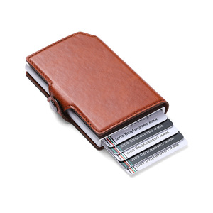 High Quality Crazy Horse Pu Leather Auto-eject Mini Men <b>Smart</b> <b>Wallet</b> Portefeuille Pop-up Aluminum Alloy Anti-theft Popup <b>Wallet</b> - Product Image 3