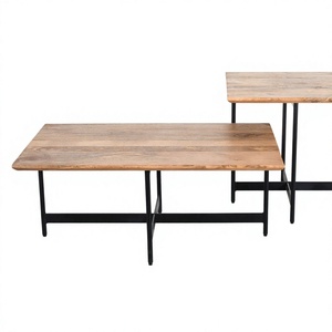 Premium Eco-Friendly Handmade Mango Wood & Iron Modern <b>Nesting</b> <b>Coffee</b> <b>Table</b> <b>Set</b> of 2 - Product Image 1
