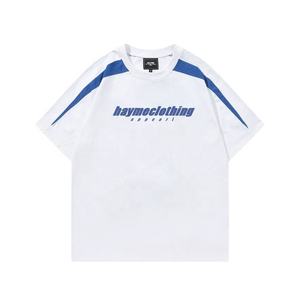 T-shirts en coton surdimensionnés OEM vente en gros T-shirt de coupe en boîte à la mode T-shirt blanc patchwork - Product Image 1