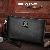 BULLCAPTAIN Dompet Kulit Asli Pria Multifungsi Kapasitas Besar, Tempat Kartu Bisnis Fashion, Dompet RFID, Tas Genggam Pria
