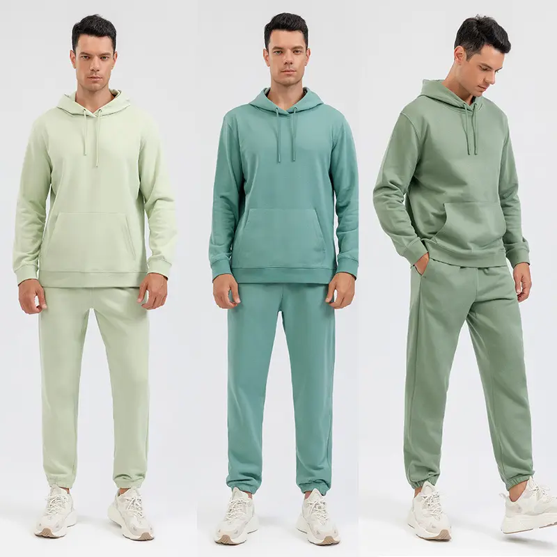 2023 Mode Großhandel benutzer definierte 2 Stück Set Männer Blank Hot Sale Hoodies und Trainings hose Set einfarbig Hoodie Set Männer