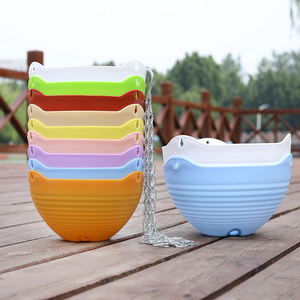 Pots à fleurs suspendus en résine avec chaîne, ronds, colorés, pour intérieur et extérieur, pour balcon et décoration de jardin - Product Image 1