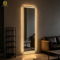 Espejo Rectangular sin Marco de Cuerpo Entero para Sala de Estar, Dormitorio, Vestidor, Espejo Inteligente para Colgar en la Pared con Luz LED