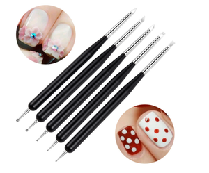 Lot de 5 pinceaux à double tête en acrylique avec strass pour nail art, outils de pointillage, de dessin, de traçage et de sculpture pour gel - Product Image 1