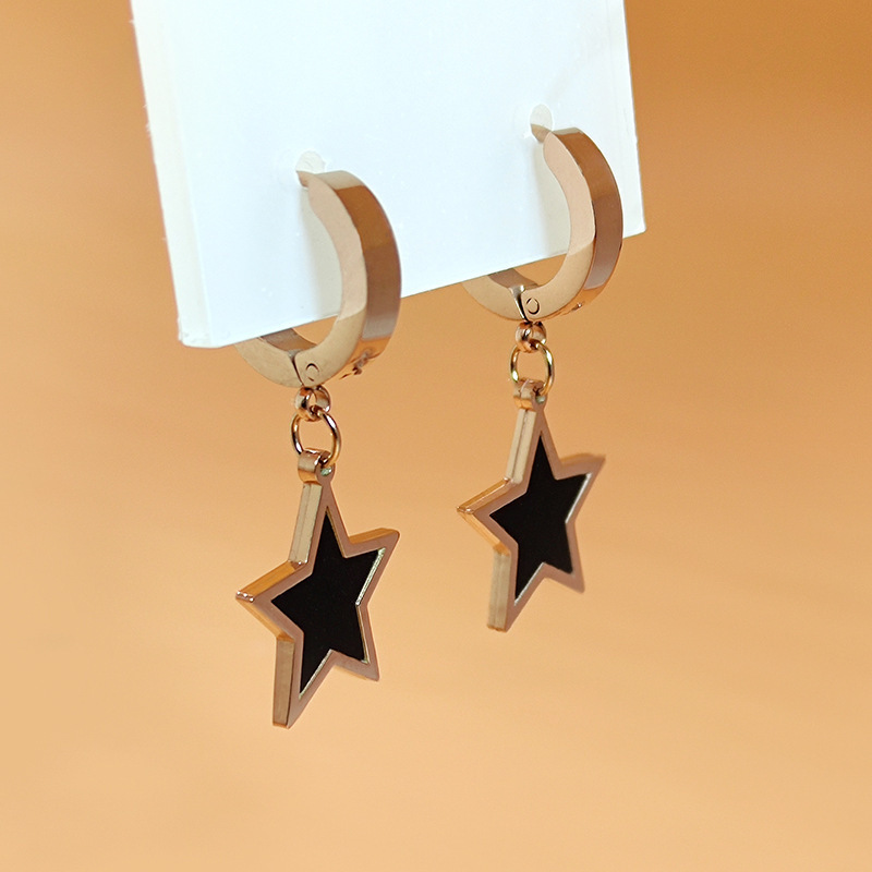 7361 concha negra estrella de cinco puntas oro rosa