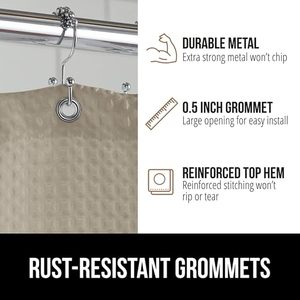 Resistente al óxido, diseño clásico <span class=keywords><strong>de</strong></span> calidad <span class=keywords><strong>de</strong></span> Hotel, <span class=keywords><strong>cortinas</strong></span> <span class=keywords><strong>largas</strong></span> <span class=keywords><strong>de</strong></span> alta resistencia, bañeras <span class=keywords><strong>de</strong></span> <span class=keywords><strong>baño</strong></span>, lavado a máquina, cortina <span class=keywords><strong>de</strong></span> ducha Beige - Product Image 5